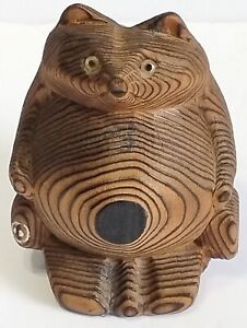 Japanese Netsuke Doll Tanuki Raccoon Dog Wooden Craft Carving Lucky Charm Figure