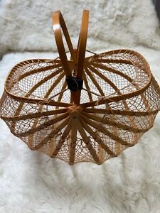 Vintage Japanese Bamboo Fishing Net Basket Folding Purse