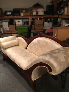 Antique Upholstered Fainting Couch Sofa 90 L Coffee Table High Back Chair
