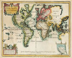 1705 Map Of The World Historic Vintage Style Wall Map 24x30