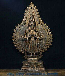 16 2 Old Chinese Bronze Buddhism 1000 Arms Avalokiteshvara Of Goddess Sculpture