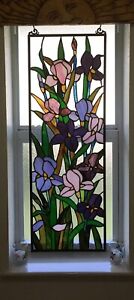31 5 Tiffany Style Stained Glass Multi Color Iris Hanging Window Panel