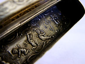 Stunning English Import Solid Silver Table Snuff Trinket Box 1901 Antique 88g
