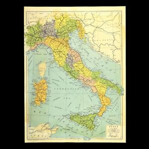 Ca 1945 Vintage Italy Map Wwii Era World War Ii Wall Art Decor Original Antique