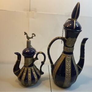 Antique Chinese Oriental Silver Porcelain Teapot Handwork Rare Collectible