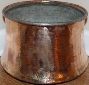 Turkish Antique 13 X9 5 32cm X 23cm Handmade Copper Boiler Planter Cauldron