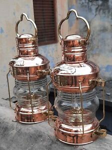 Brass Copper Anchor Oil Lamp Nautical Maritime Ship Lantern Boat Light Decor