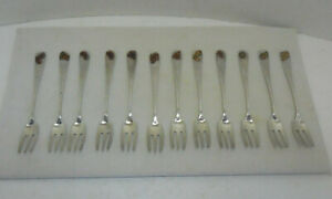 Antique 12 Set Sterling Silver Dominick Haff Mixed Metal Aesthetic Seafood Forks