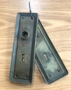 Antique Matching Keyhole Metal Victorian Door Knob Back Plates Front Back