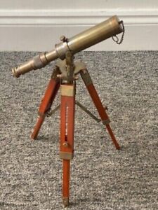 Antique Solid Brass Telescope Wooden Tripod Stand Decorative Working Gift Item