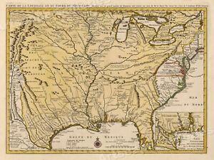 Map Of The Mississippi River And Louisiana 1730 Vintage Style Us Map 24x32