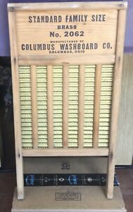 Vintage Columbus Washboard Co Standard Family Size Brass No 2062 Washboard