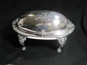Pre Owned Vintage Victorian Silver Plate Dome Lid Server With Drip Tray 9 In 
