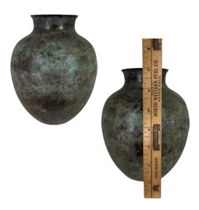 Vintage Japanese Patinated Verdigris Bronze Urn Vase