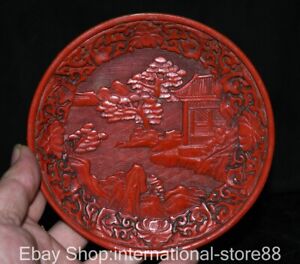 5 8 Marked Old China Red Lacquer Ware Dynasty Palace House Dish Plate