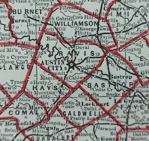 Vintage 1892 Texas Map 22 X13 Old Antique Original Austin City Galveston Tx