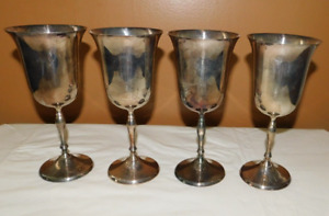 Set Of 4 Vintage Leonard Silverplated Goblets Chalices Wine Glasses