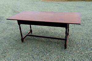 Vintg D R Dimes Country Pine Harvest Table W Bread Board Ends Hand Planed Top