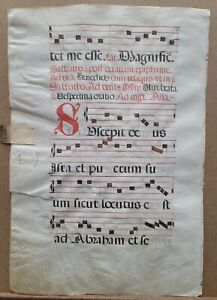 16th Century Antiphonal Music Manuscript On Vellum 20 14 Double Sided 1 Page