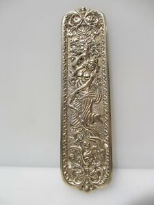Brass Finger Plate Push Door Handle Floral Rococo Leaf Art Nouveau Lady Flowers