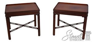 F61291ec Pair Chippendale Mahogany Living Room Lamp End Tables