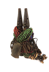 Fali Beaded Fertility Doll With Cowrie Shells And Twin Heads Cameroon