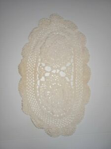 Large Oval Hand Crocheted White Doilies 100 Cotton 15 X 8 5 
