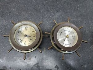 Vintage Seth Thomas Helmsman Ships Bell Clock Barometer Combo Read Description