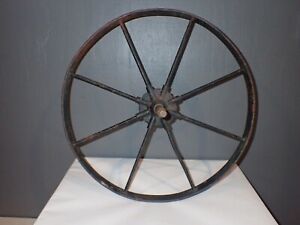 Vintage Cast Iron Wagon Cart Wheel 20 Diameter X 1 1 2 Thick 8 Spokes