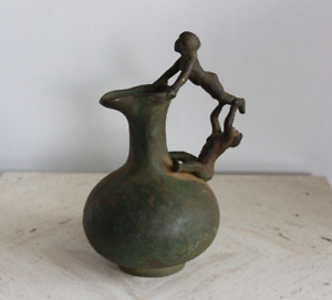 Antique Circa 1890 S Grand Tour Bronze Ewer Pitcher Vase Nude Character Handle
