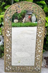 Original Antique Old Art Deco Period Mission Era Bronze Mirror Frame Oscar Bach