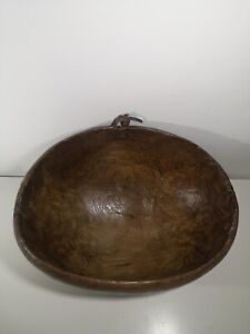 Rare Flat Antique Turkana Bowl 25 Kenya Hand Carved From Local Hard Wood 