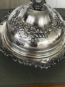 Antique Ornate Simpson Hall Miller Silver Quadruple Plate Covered Dish 3109