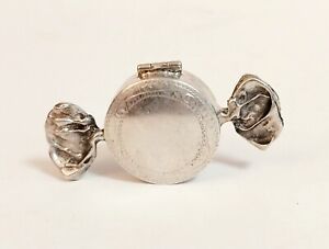 Vintage Sterling Silver Pillbox Wrapped Candy Shaped Design Pill Box 925