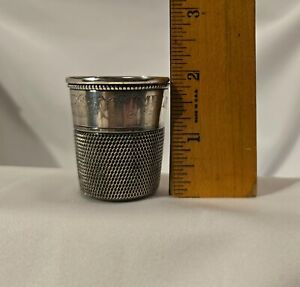 Signed Simmons Sterling Silver Only A Thimble Full Shot Glass Jigger 37 9 Grams