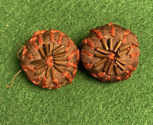 Two Antique Fabric W Beads Buttons