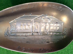 Rare Albion College Library Michigan 6 Sterling Souvenir Spoon Wallace Peony
