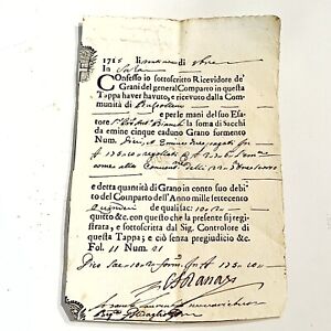 Rare Early 1700 S Italian Paper Manuscript Document Old Antique Legal Note C