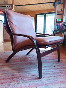 Chair Vintage Leather Easy 60er Mogens Hansen Stouby Denmark 70er Danish 36