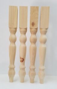Knotty Pine Wood Set Of Four Table Island Legs Unfinished 29 X 3 Hand Made
