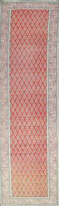 Vintage Paisley Traditional Oriental Runner Rug Handmade Wool 2 7 X 12 5 