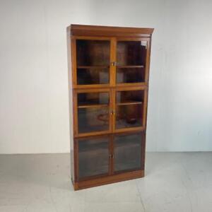 Vintage 1950s Esavian Glazed Mahogany Modular Bookcase Cabinet Industrial 4130b