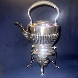 Antique Britanoid Silver Plated Tipping Kettle On Stand Spirit Kettle Teapot