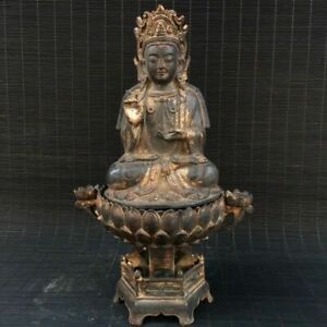 10 China Old Antique Bronze Gilt Handmade Yellow Jambhala Buddha Statue 