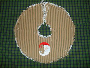 Crescent Moon Santa Embroidered Tree Skirt 18 Christmas Country