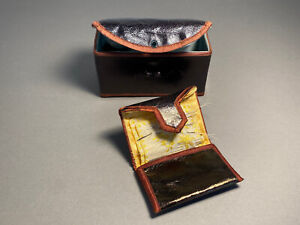 Antique Bronzed Leather Silk Sewing Box Kit Plus Needle Book Holder Case