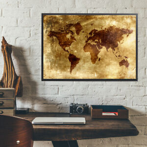 World Map Vintage Poster Middle Ages Wall Prints Art Decor 24 X 32 Inch J16