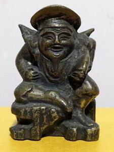 Ebisu God Bronze Small Statue 2 5 Inch Japan Antique Figurine Figure Old Metal