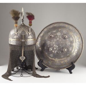 Antique Indo Persian Islamic Helmet Kulah Khud Helmet With Shield