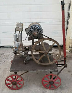 Antique F E Myers Bros Water Well Pump Electric Motor Primitive Wagon Cart Farm
